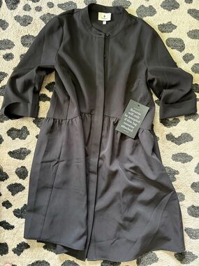 Tucker Black Button-Front Long Sleeve Dress